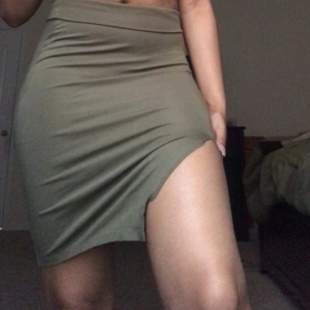 Olive green pencil skirt